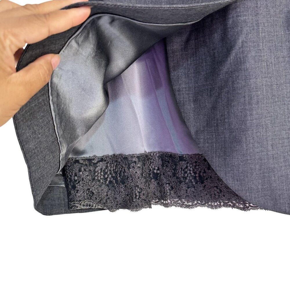 Vintage Christian Dior Womens Gray 90s Tailored Front Button Mini Skirt Size 10 - Picture 4 of 8